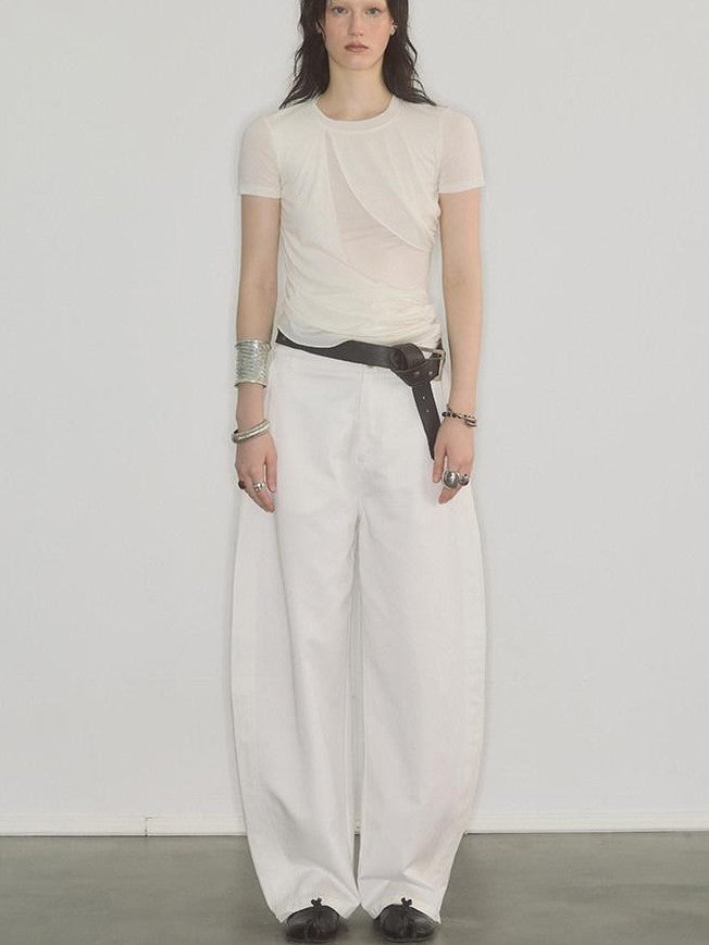 ENDO PER SE Banana Print Cargo Wide Leg Zipper High Waist Women's Cotton Chinos