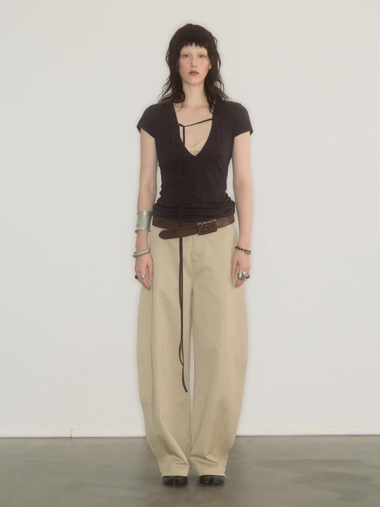 ENDO PER SE Banana Print Cargo Wide Leg Zipper High Waist Women's Cotton Chinos