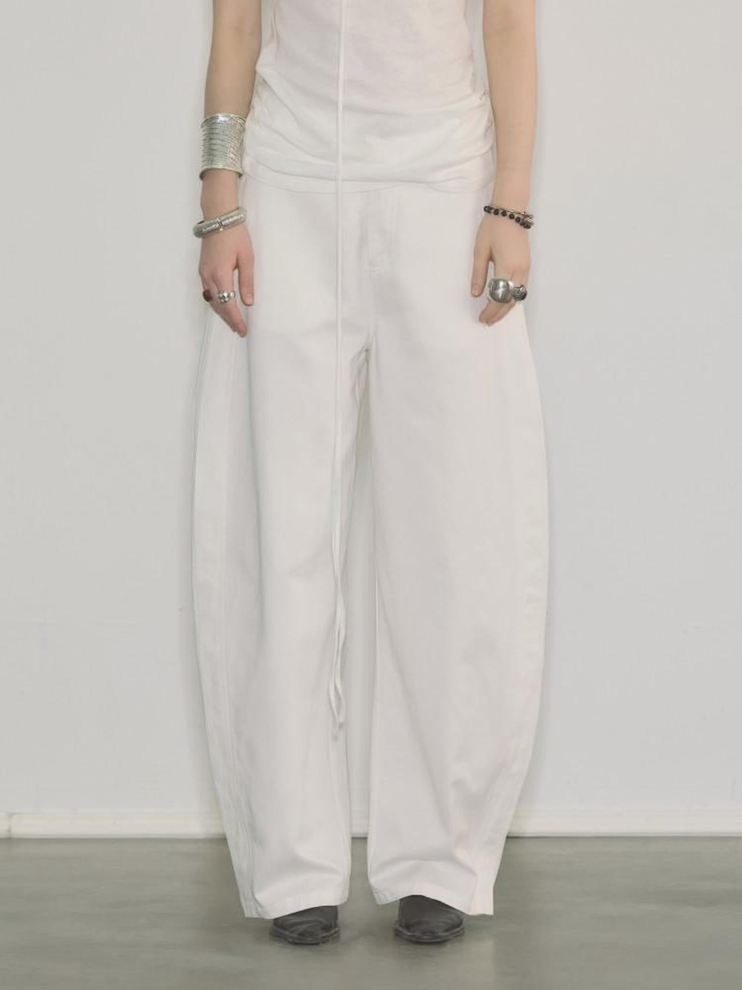 ENDO PER SE Banana Print Cargo Wide Leg Zipper High Waist Women's Cotton Chinos