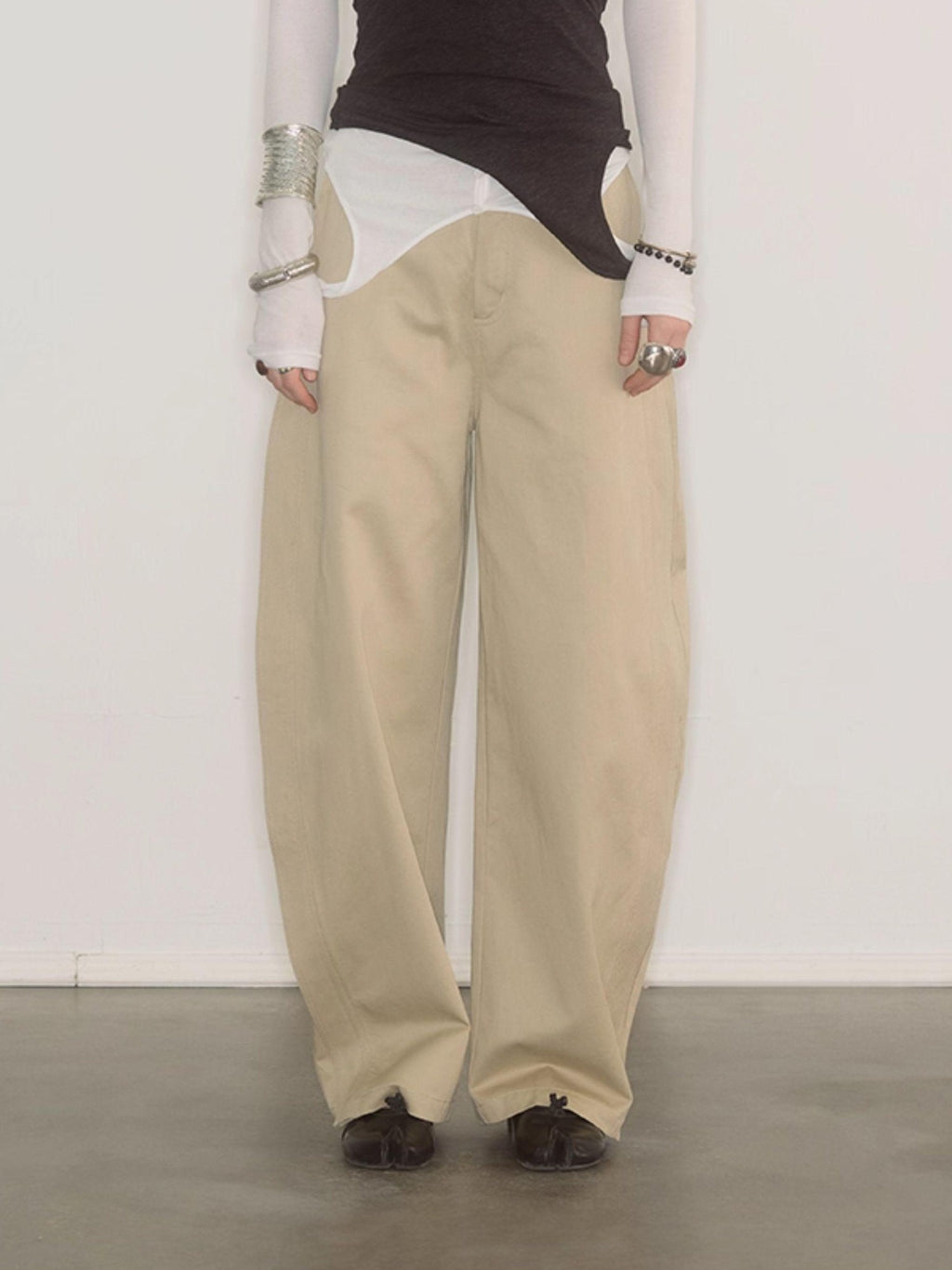 ENDO PER SE Banana Print Cargo Wide Leg Zipper High Waist Women's Cotton Chinos