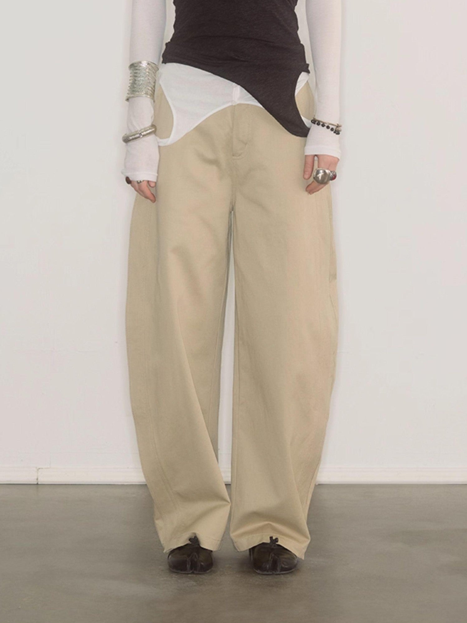 ENDO PER SE Banana Print Cargo Wide Leg Zipper High Waist Women's Cotton Chinos