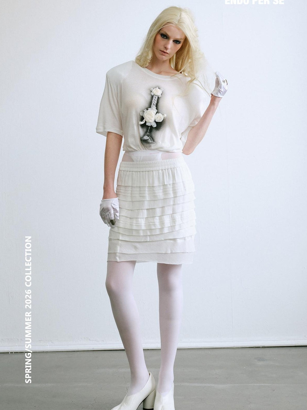 ENDO PER SE Candelabra Rose Printed Distressed Women's Cotton Short Sleeve T-shirts