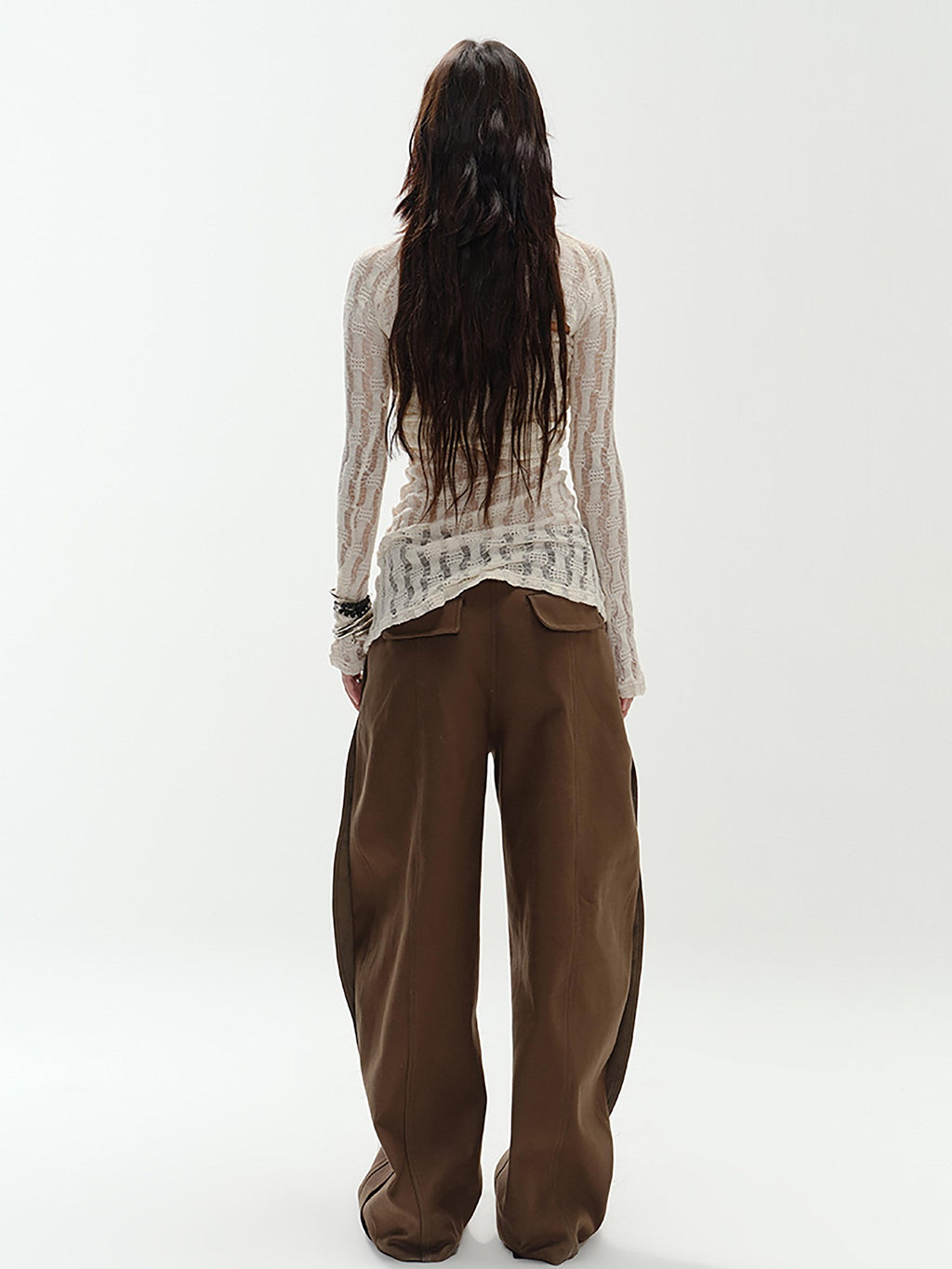 ENDO PER SE Cream Hollow Knitted Two Piece Women's Pure Cotton Tube Tops