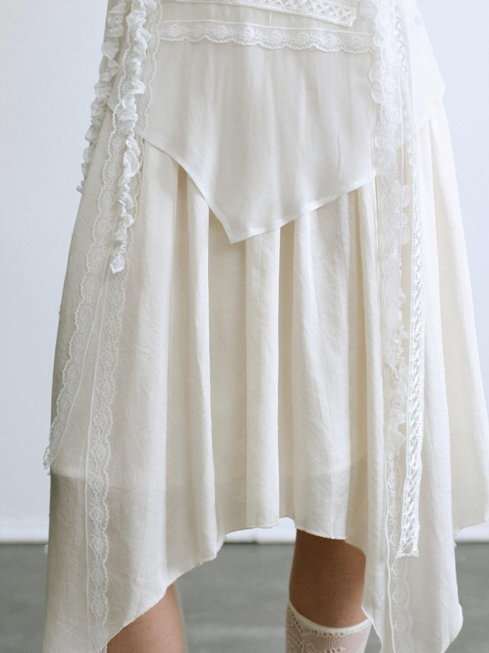 ENDO PER SE Drapey Asymmetric Gathered Women's Recycled Viscose Blend Midi Skirts