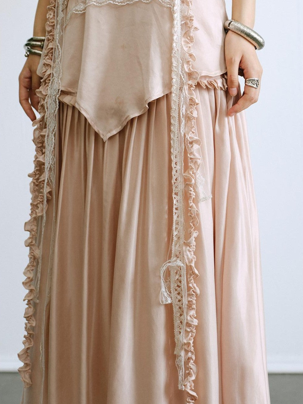 ENDO PER SE Drapey Asymmetric Gathered Women's Recycled Viscose Blend Midi Skirts