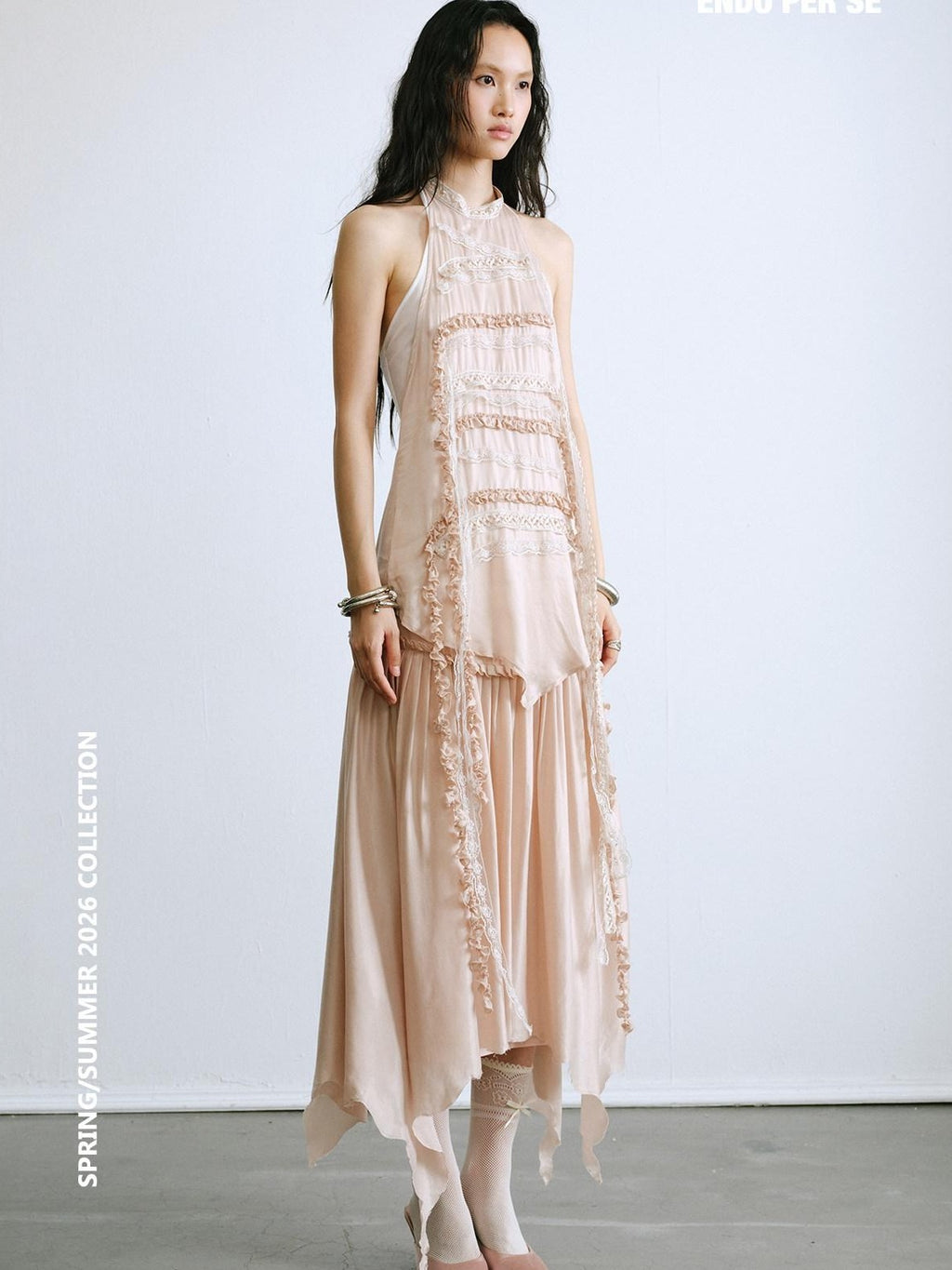 ENDO PER SE Drapey Asymmetric Gathered Women's Recycled Viscose Blend Midi Skirts