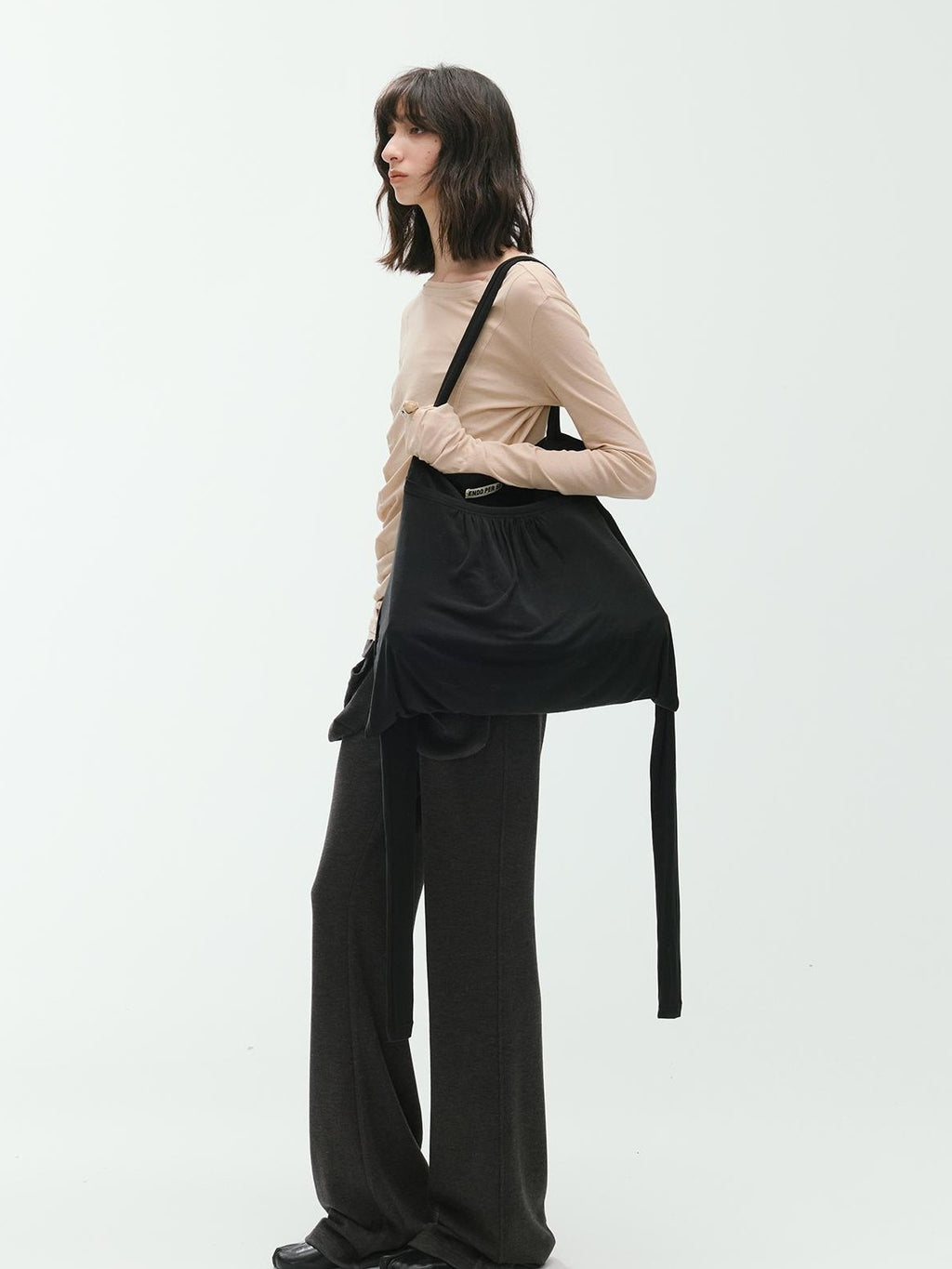 ENDO PER SE Flare Large Pocket Drawstring Micro Flare Women's Casual Chinos