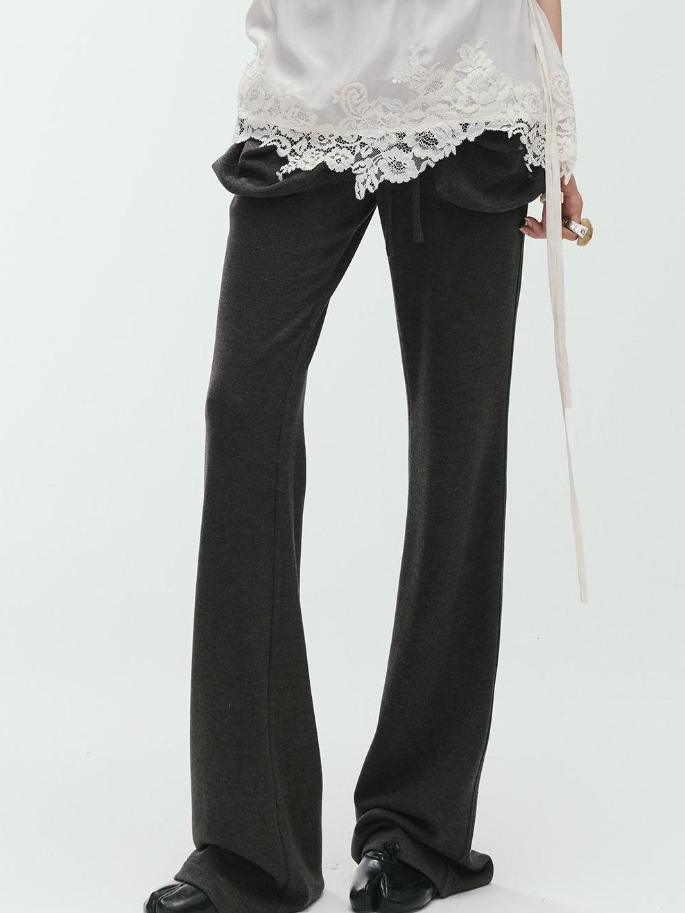 ENDO PER SE Flare Large Pocket Drawstring Micro Flare Women's Casual Chinos