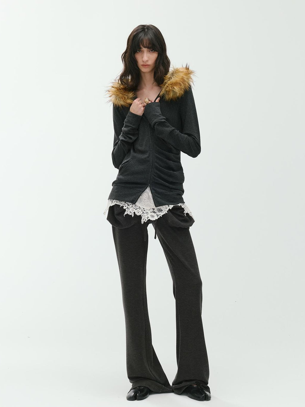 ENDO PER SE Flare Large Pocket Drawstring Micro Flare Women's Casual Chinos