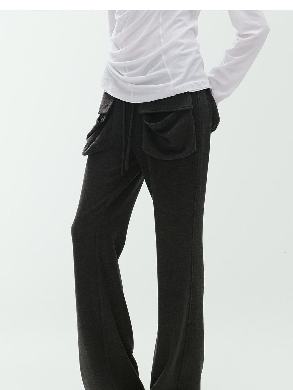 ENDO PER SE Flare Large Pocket Drawstring Micro Flare Women's Casual Chinos