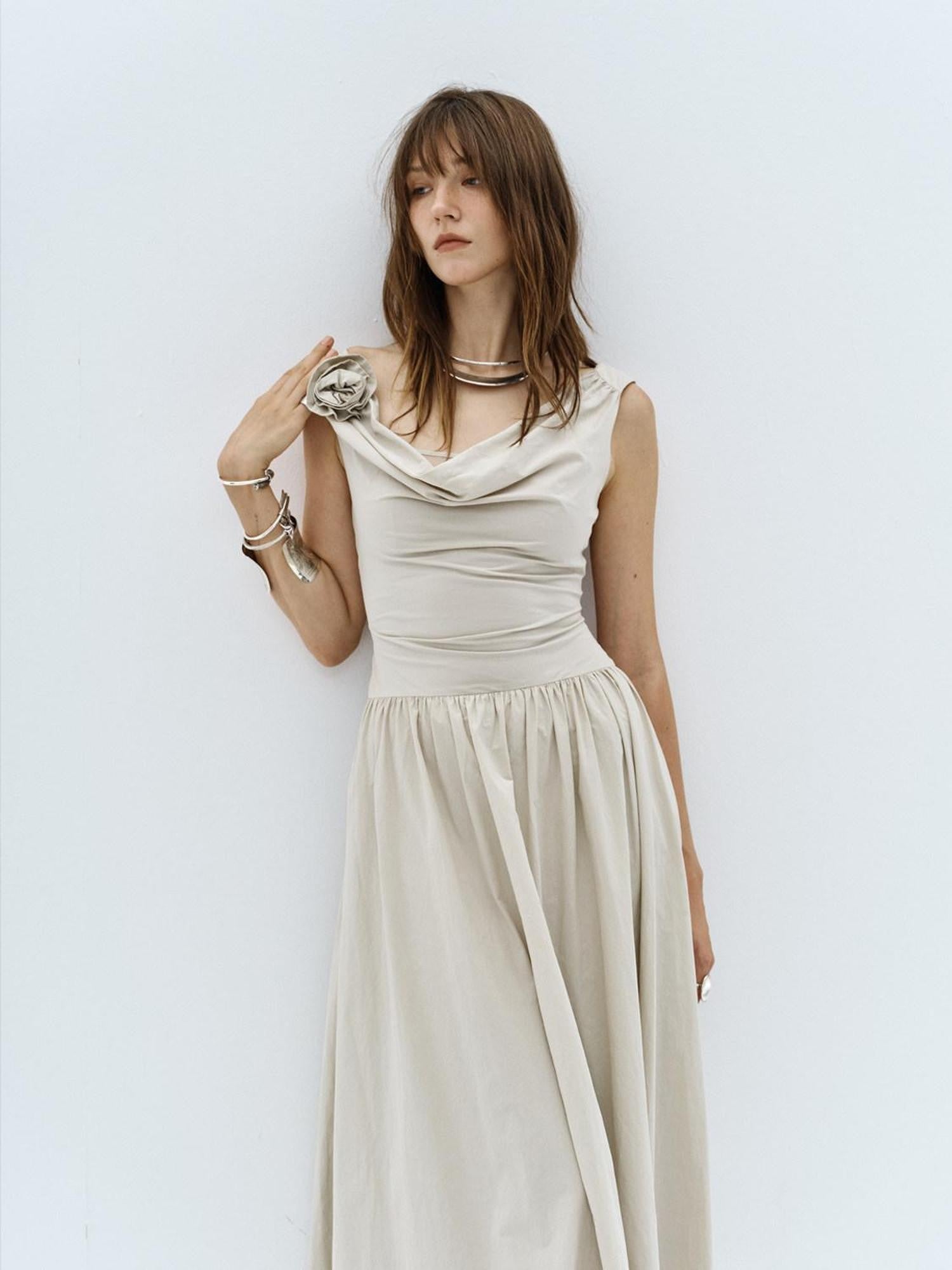 ENDO PER SE Floral One Shoulder Sleeveless A Line Women's Cotton Slip Maxi Dresses