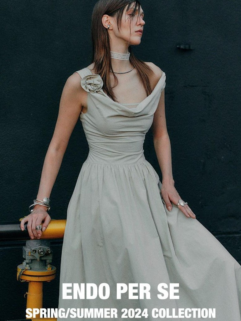 ENDO PER SE Floral One Shoulder Sleeveless A Line Women's Cotton Slip Maxi Dresses