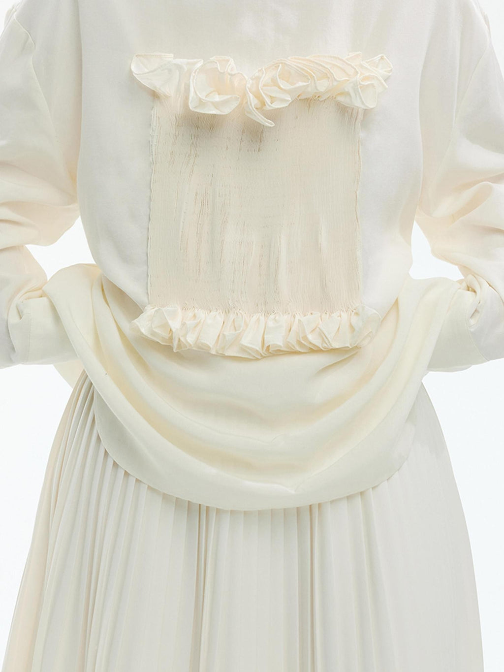 ENDO PER SE Gothic Lace Stand Collar Smocked Long Sleeve Lyocell Linen Women's Blouses