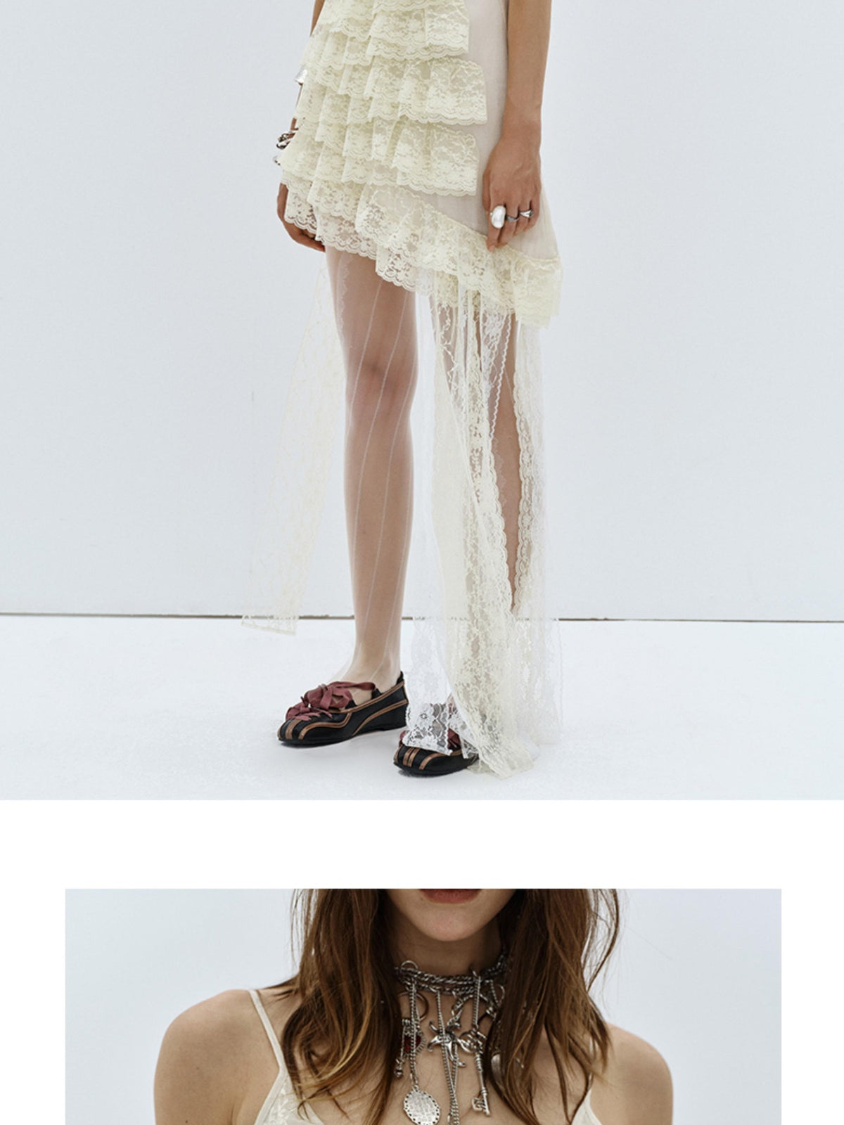 ENDO PER SE Gothic Lace Trim Waist Cinched Women's Viscose Linen Slip Mini Dresses