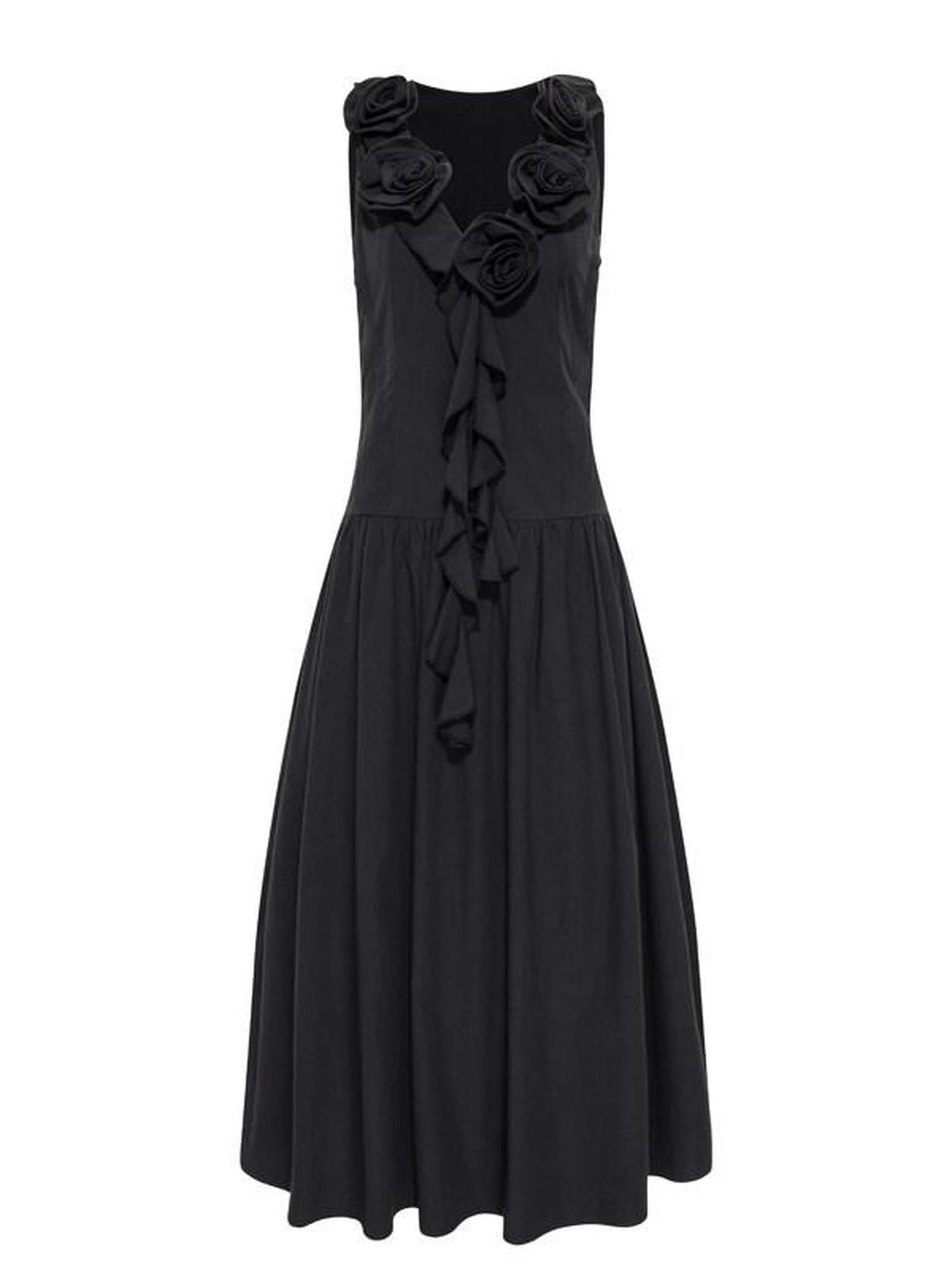 ENDO PER SE Handmade Floral Embroidered Women's Cotton V-neck A Line Slip Maxi Dresses