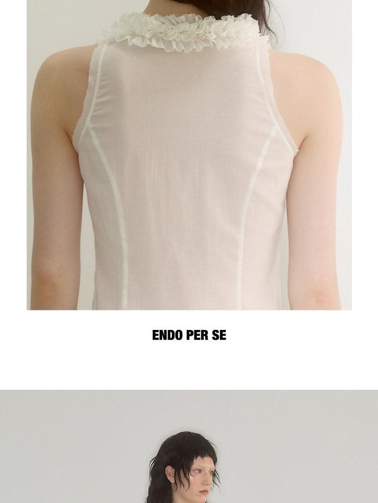 ENDO PER SE Handmade Lace Trim Racerback Slim Fit Women's Cotton Tank Tops