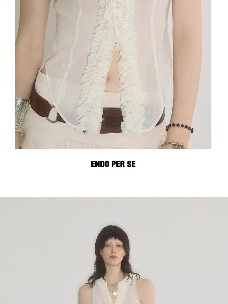 ENDO PER SE Handmade Lace Trim Racerback Slim Fit Women's Cotton Tank Tops