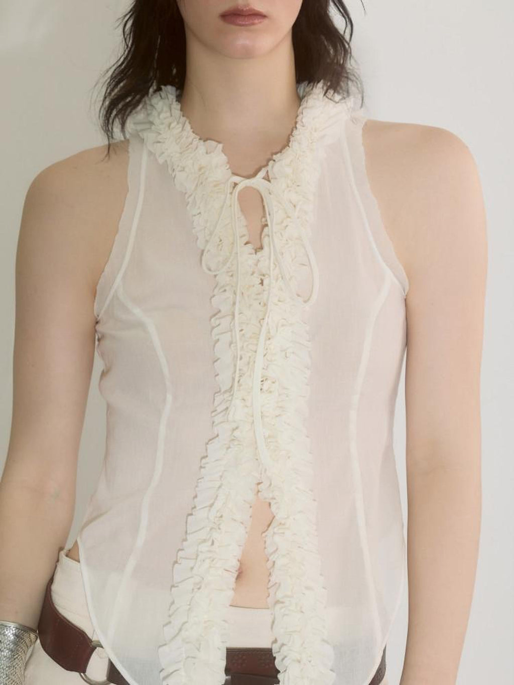 ENDO PER SE Handmade Lace Trim Racerback Slim Fit Women's Cotton Tank Tops