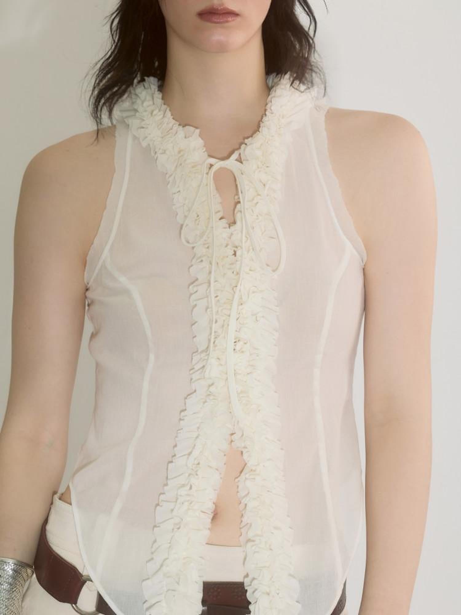 ENDO PER SE Handmade Lace Trim Racerback Slim Fit Women's Cotton Tank Tops
