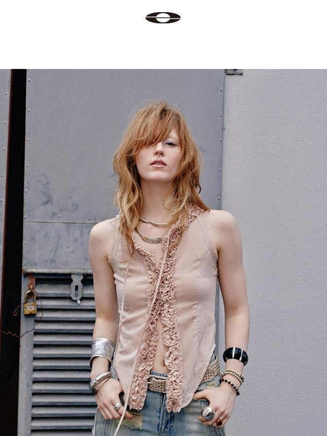 ENDO PER SE Handmade Lace Trim Racerback Slim Fit Women's Cotton Tank Tops
