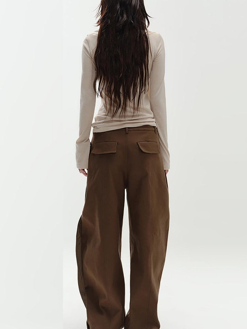 ENDO PER SE Knotted Asymmetric Neck Vintage Knit Women's Polyester Long Sleeve T-shirts
