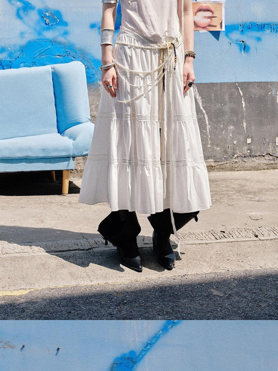 ENDO PER SE Lace Cutout Spliced Breathable Women's Cotton Slip Maxi Dresses