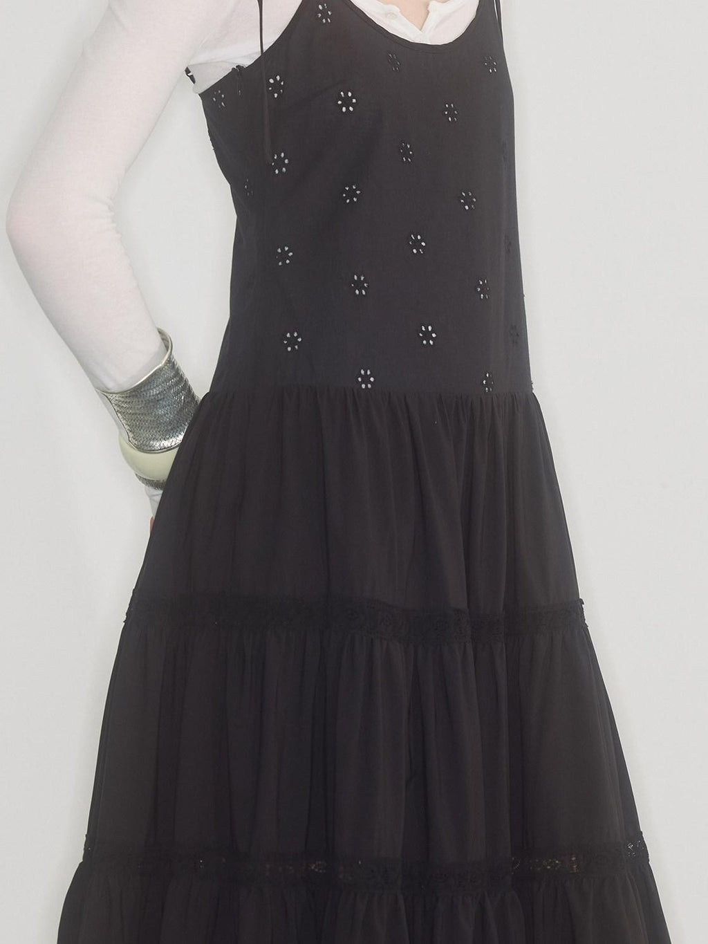 ENDO PER SE Lace Cutout Spliced Breathable Women's Cotton Slip Maxi Dresses