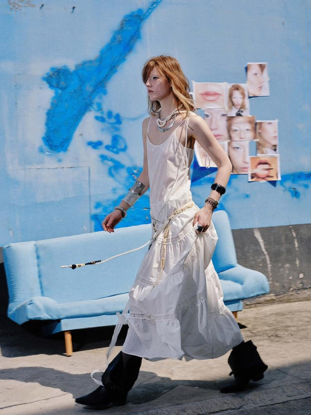 ENDO PER SE Lace Cutout Spliced Breathable Women's Cotton Slip Maxi Dresses