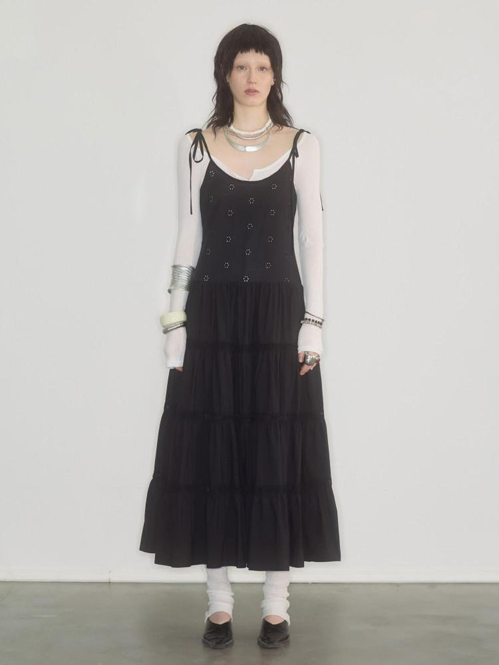 ENDO PER SE Lace Cutout Spliced Breathable Women's Cotton Slip Maxi Dresses