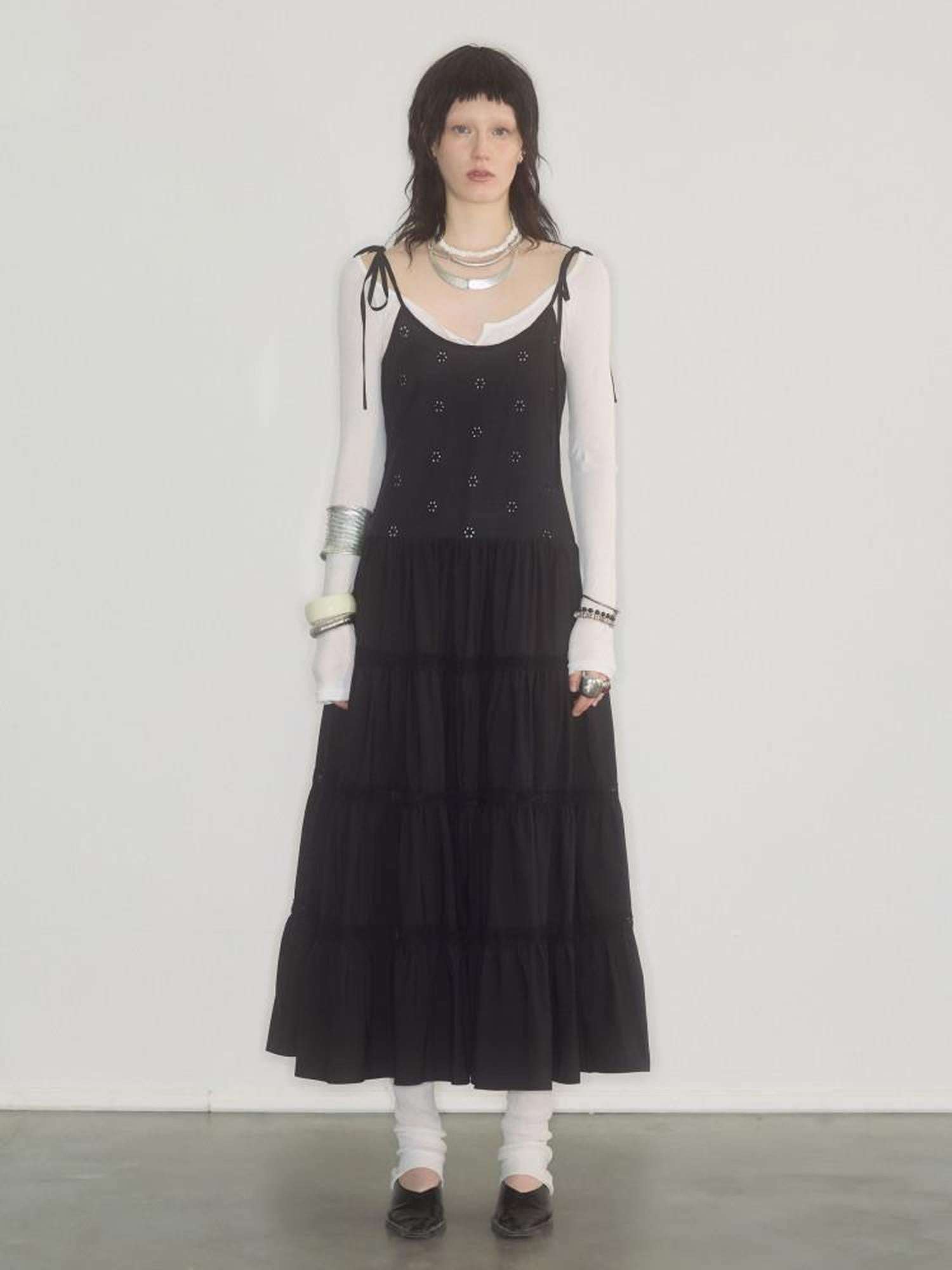 ENDO PER SE Lace Cutout Spliced Breathable Women's Cotton Slip Maxi Dresses
