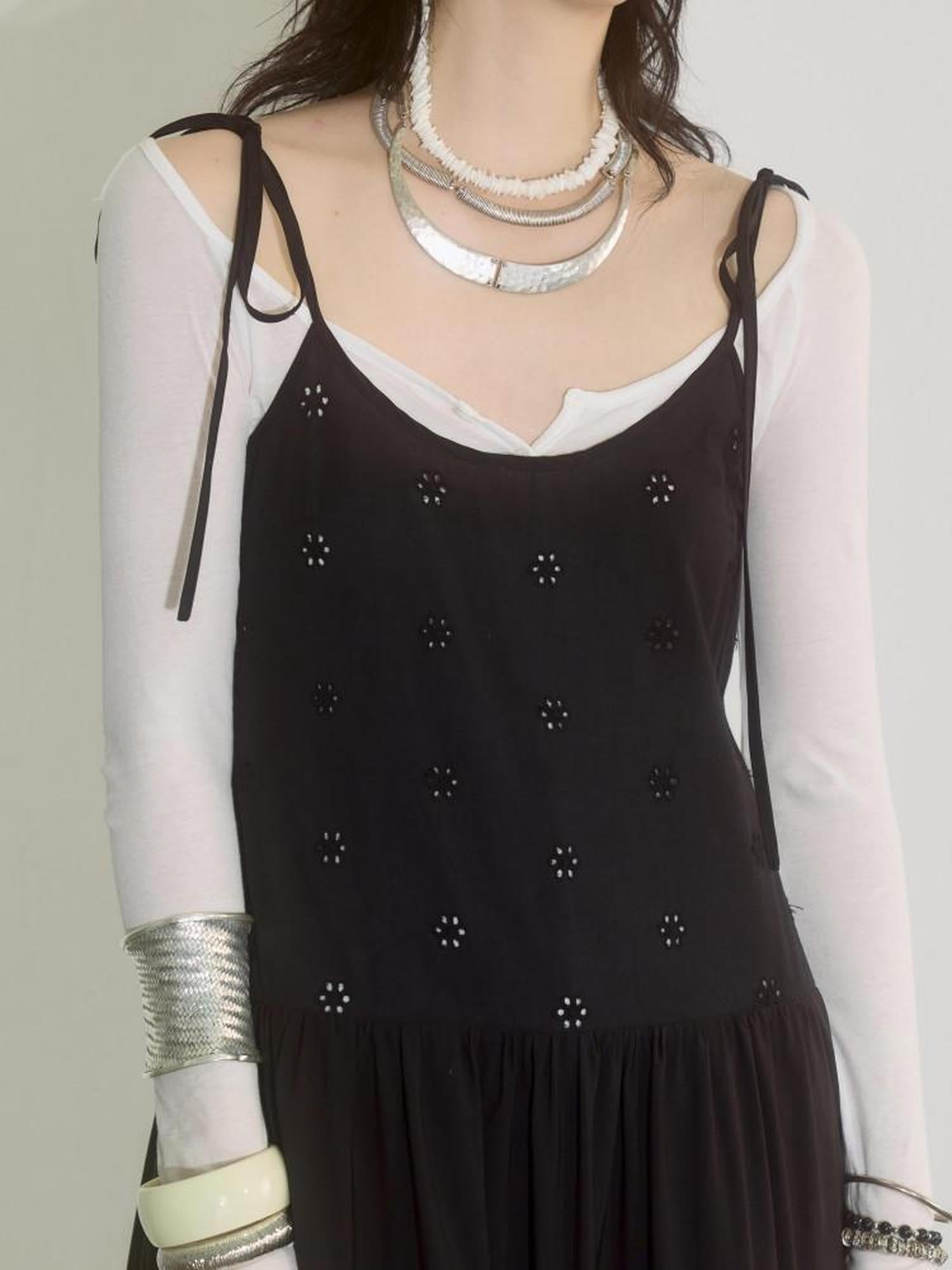 ENDO PER SE Lace Cutout Spliced Breathable Women's Cotton Slip Maxi Dresses