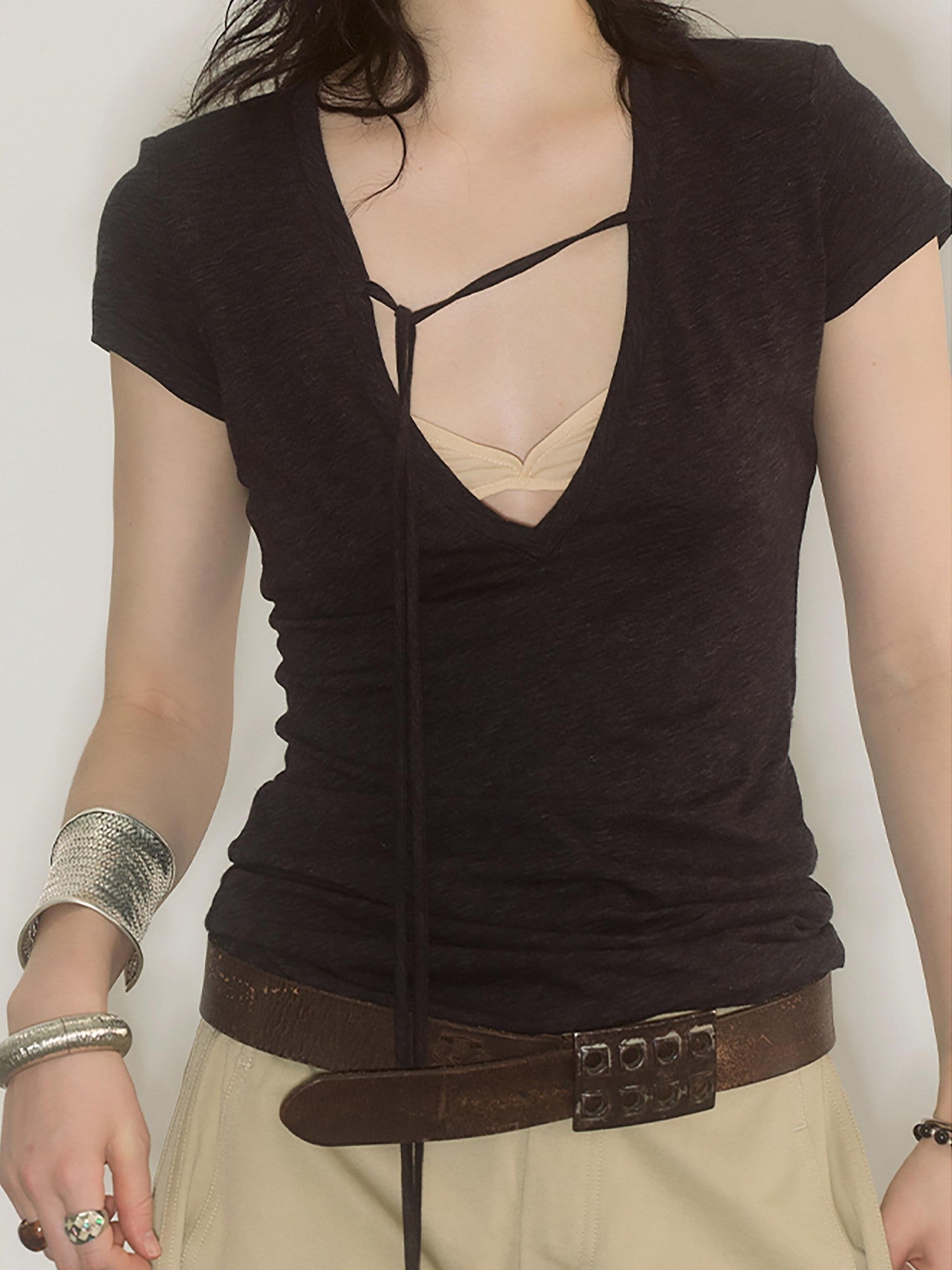 ENDO PER SE Lace Two Piece Halter Layered Bustier Women's 100 Percent Cotton Corset Tops