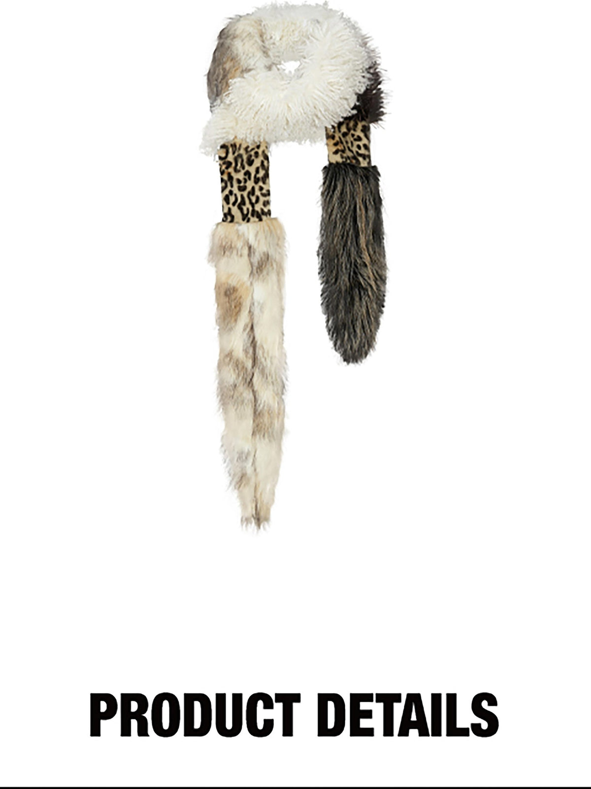 ENDO PER SE Leopard Print Patchwork Faux Fur Women's Polyester Scarves & Shawls