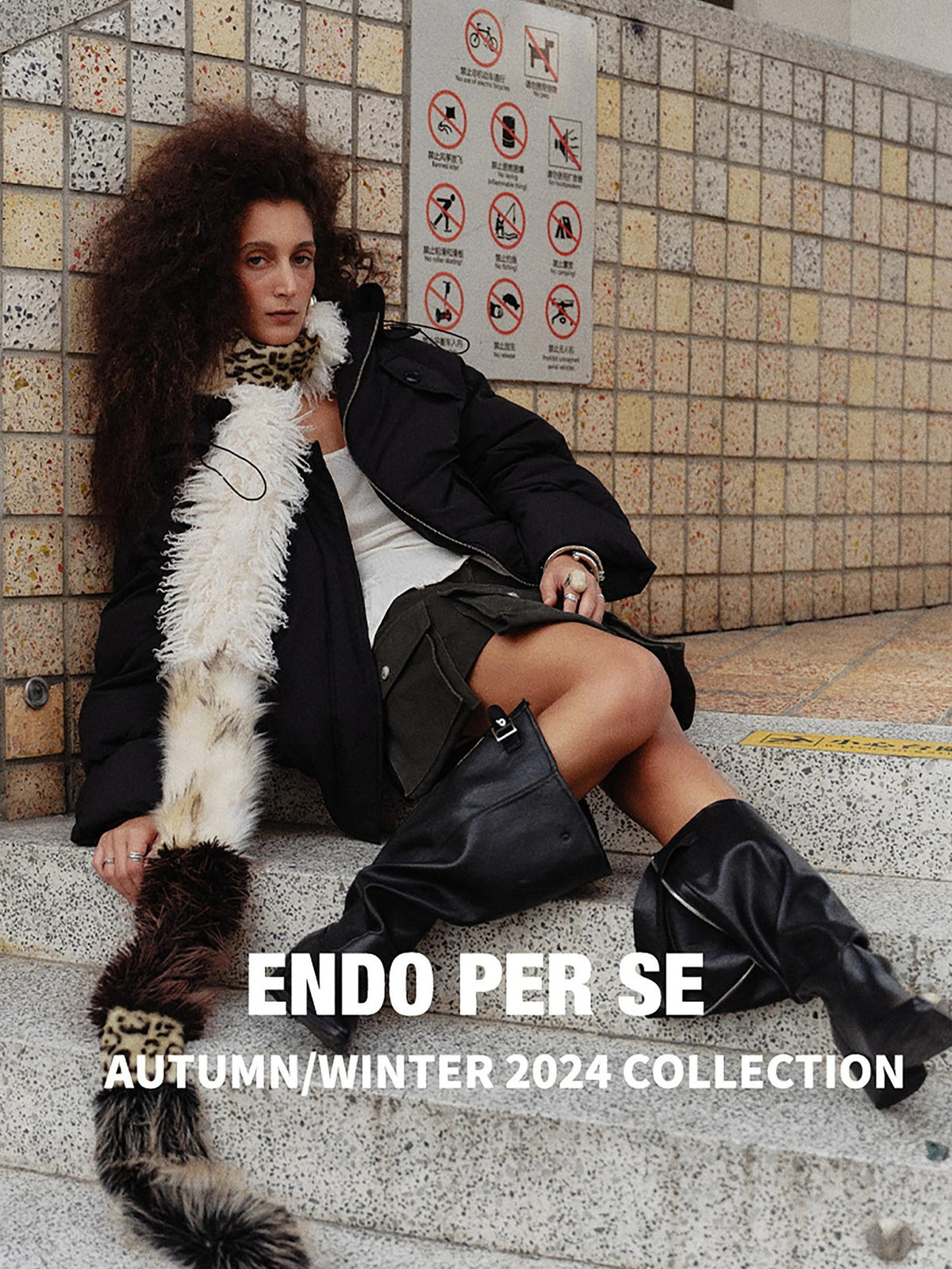 ENDO PER SE Leopard Print Patchwork Faux Fur Women's Polyester Scarves & Shawls