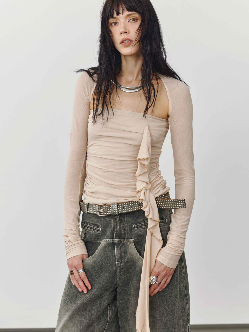 ENDO_PER_SE_Oyster_Pink_Millennial_Asymmetric_Ruched_Slim_Strapless_Women's_Mesh_Tube_Tops_722268904834_MISSTT