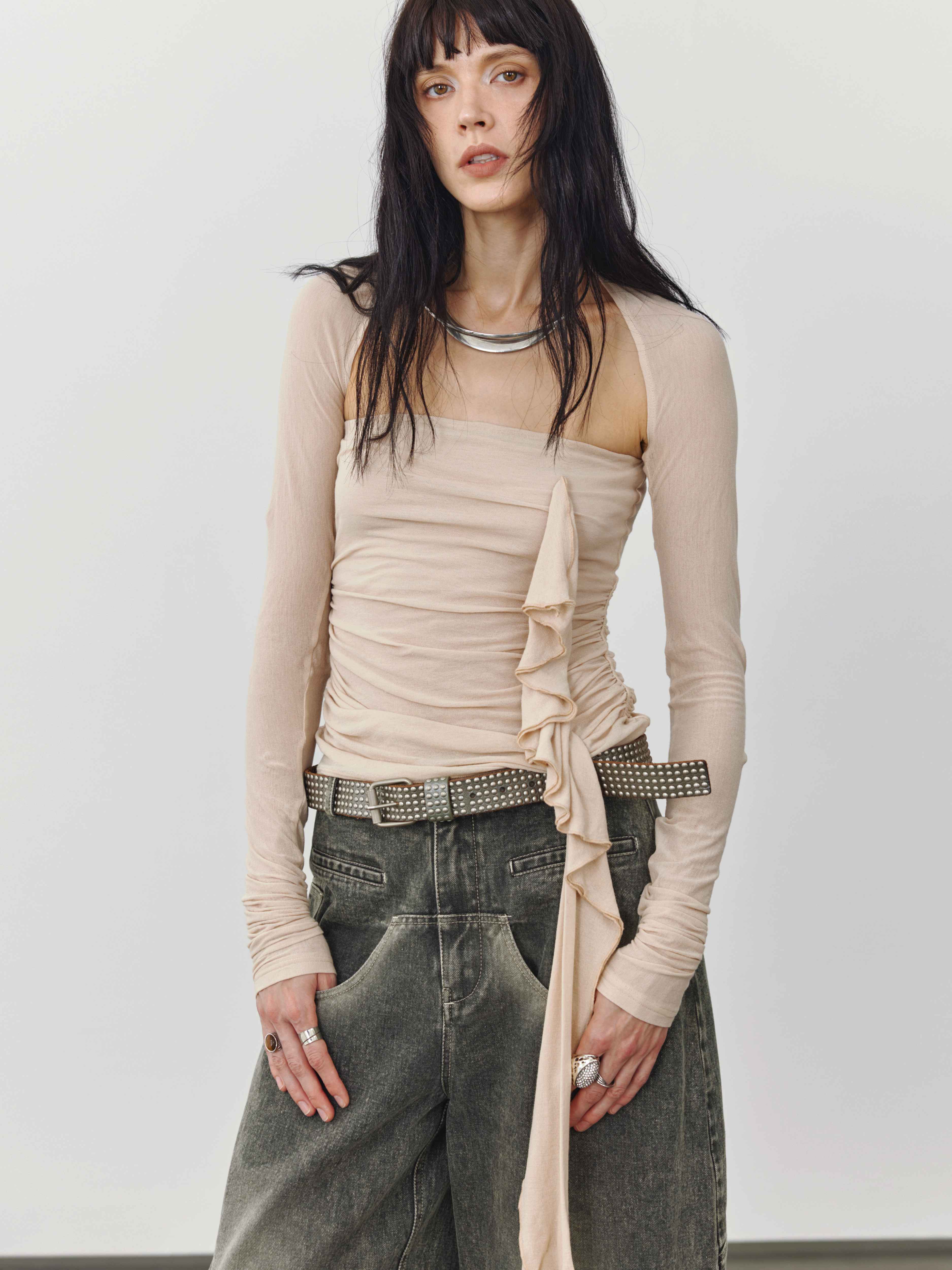 ENDO_PER_SE_Oyster_Pink_Millennial_Asymmetric_Ruched_Slim_Strapless_Women's_Mesh_Tube_Tops_722268904834_MISSTT