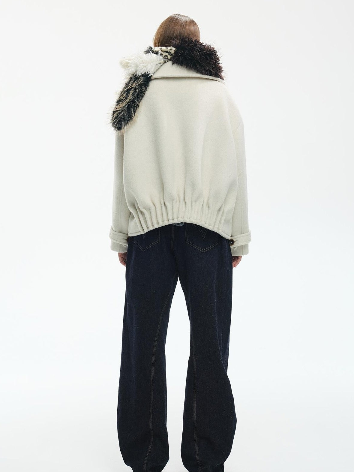 ENDO PER SE Pleated Double Faced Wool Women's Double-breasted Coats