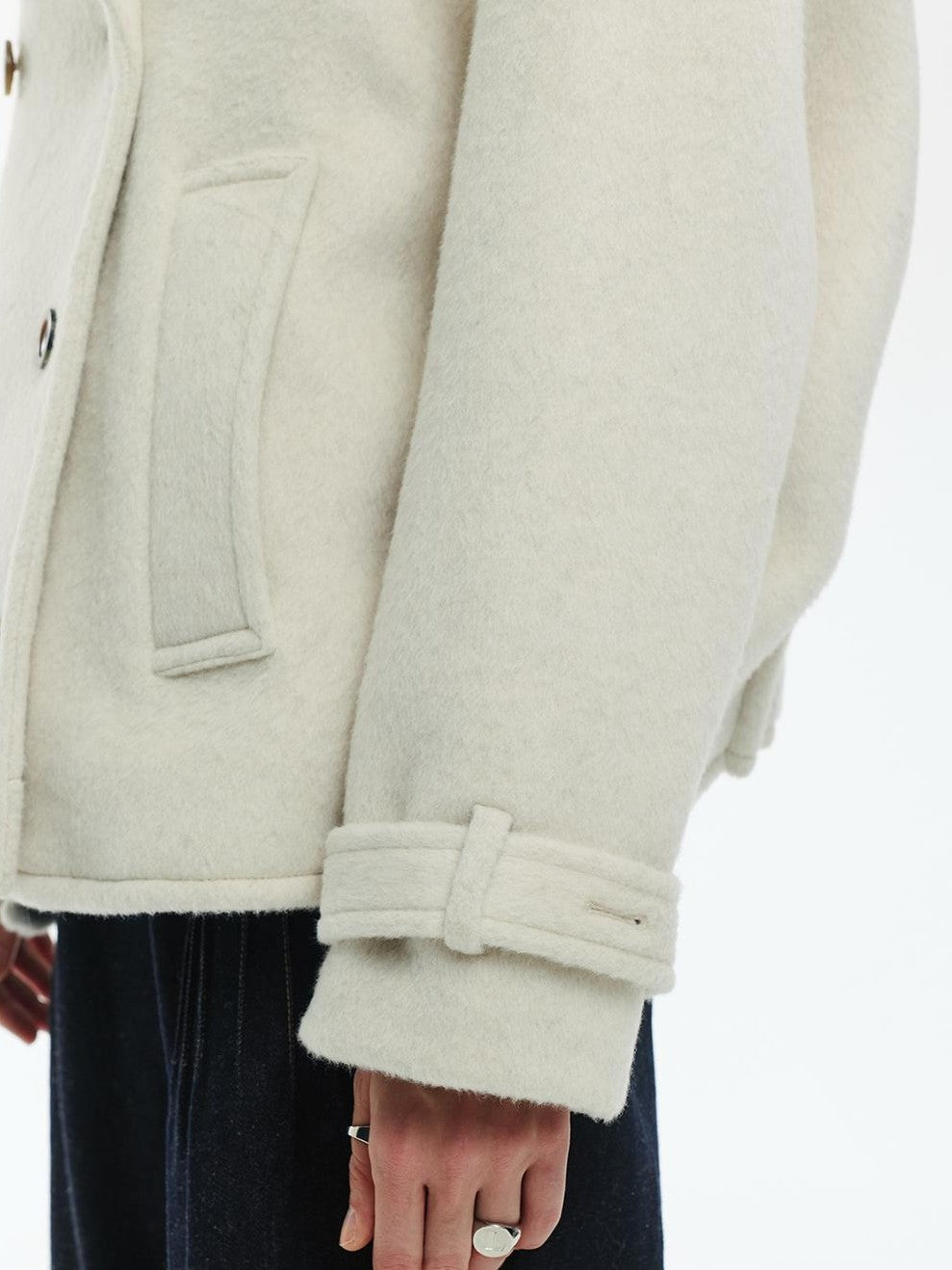 ENDO PER SE Pleated Double Faced Wool Women's Double-breasted Coats