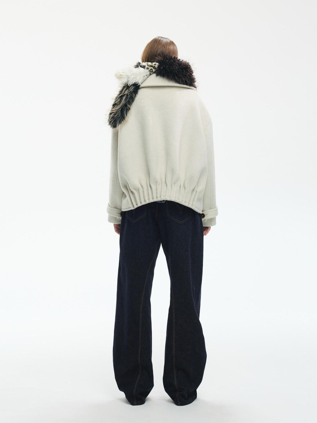 ENDO PER SE Pleated Double Faced Wool Women's Double-breasted Coats