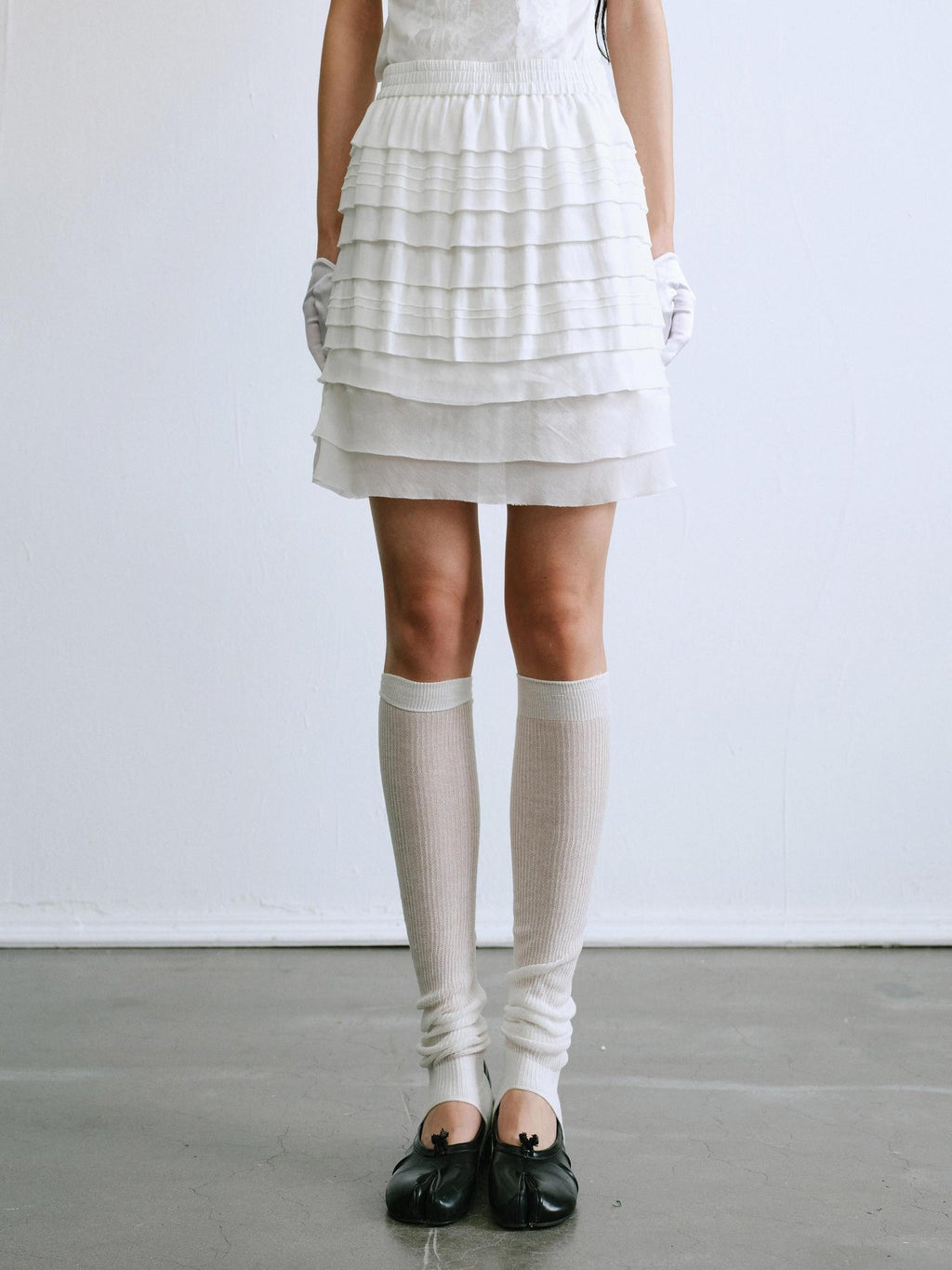 ENDO PER SE Pleated Tiered Tuck Panel High Waist Breathable Slim Fit Women's Mini Skirts