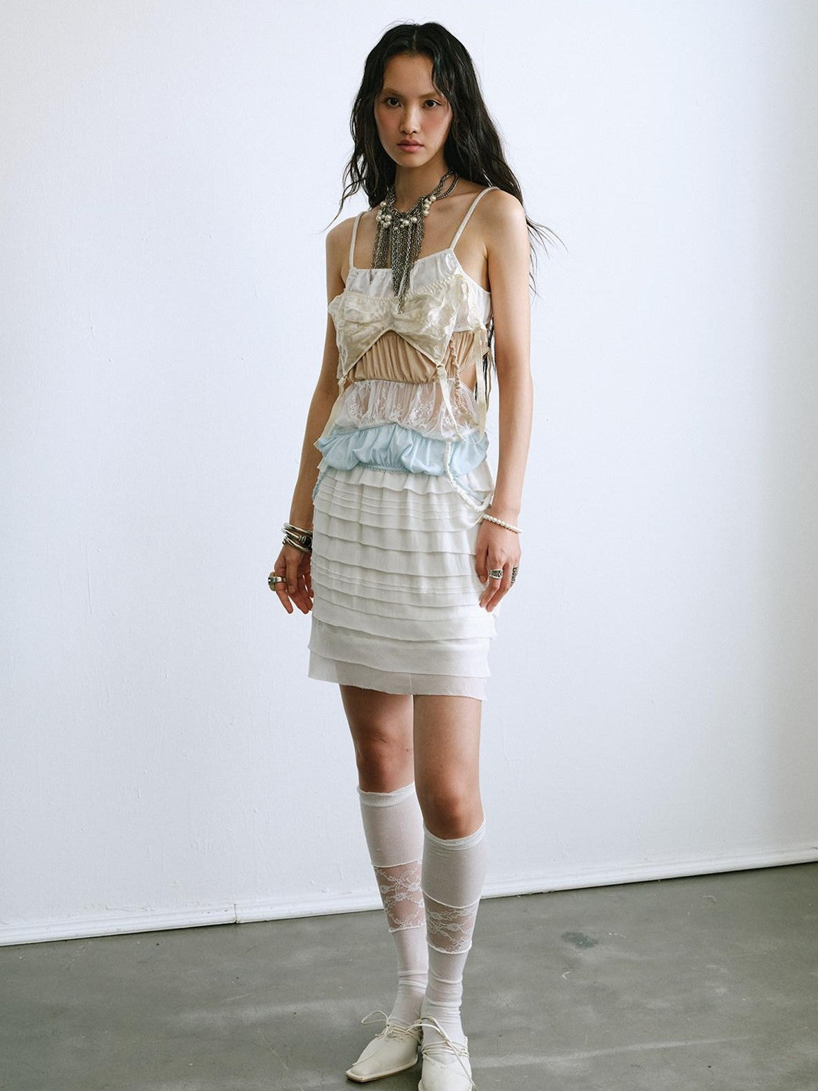ENDO PER SE Pleated Tiered Tuck Panel High Waist Breathable Slim Fit Women's Mini Skirts