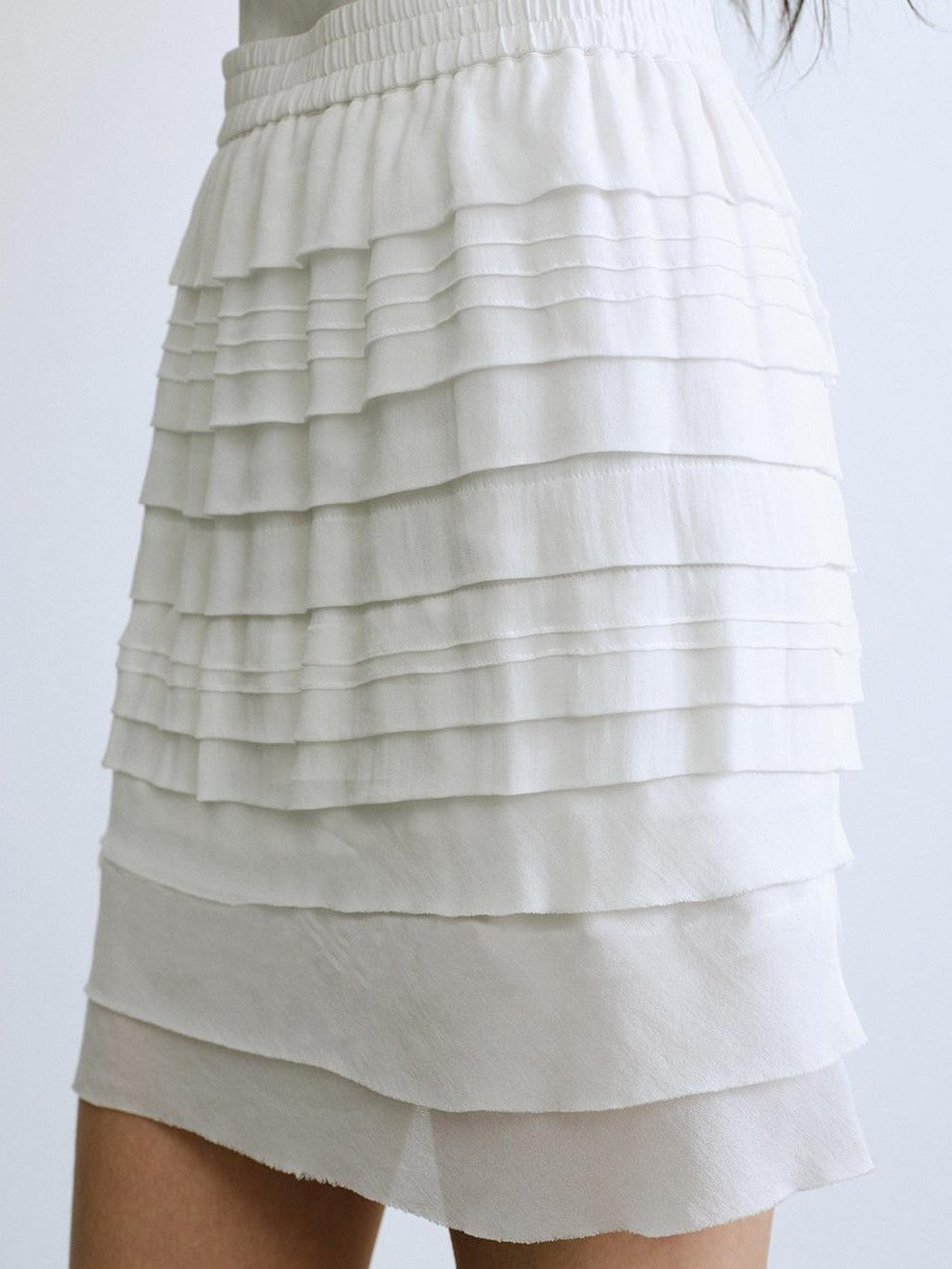 ENDO PER SE Pleated Tiered Tuck Panel High Waist Breathable Slim Fit Women's Mini Skirts