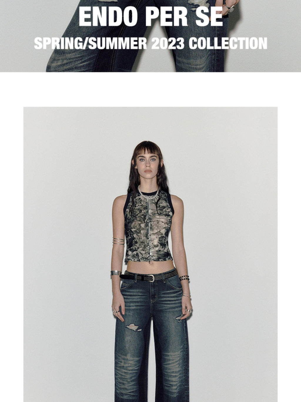 ENDO PER SE Punk Embroidered Print Open Back Lace Up Women's Polyester Tank Tops