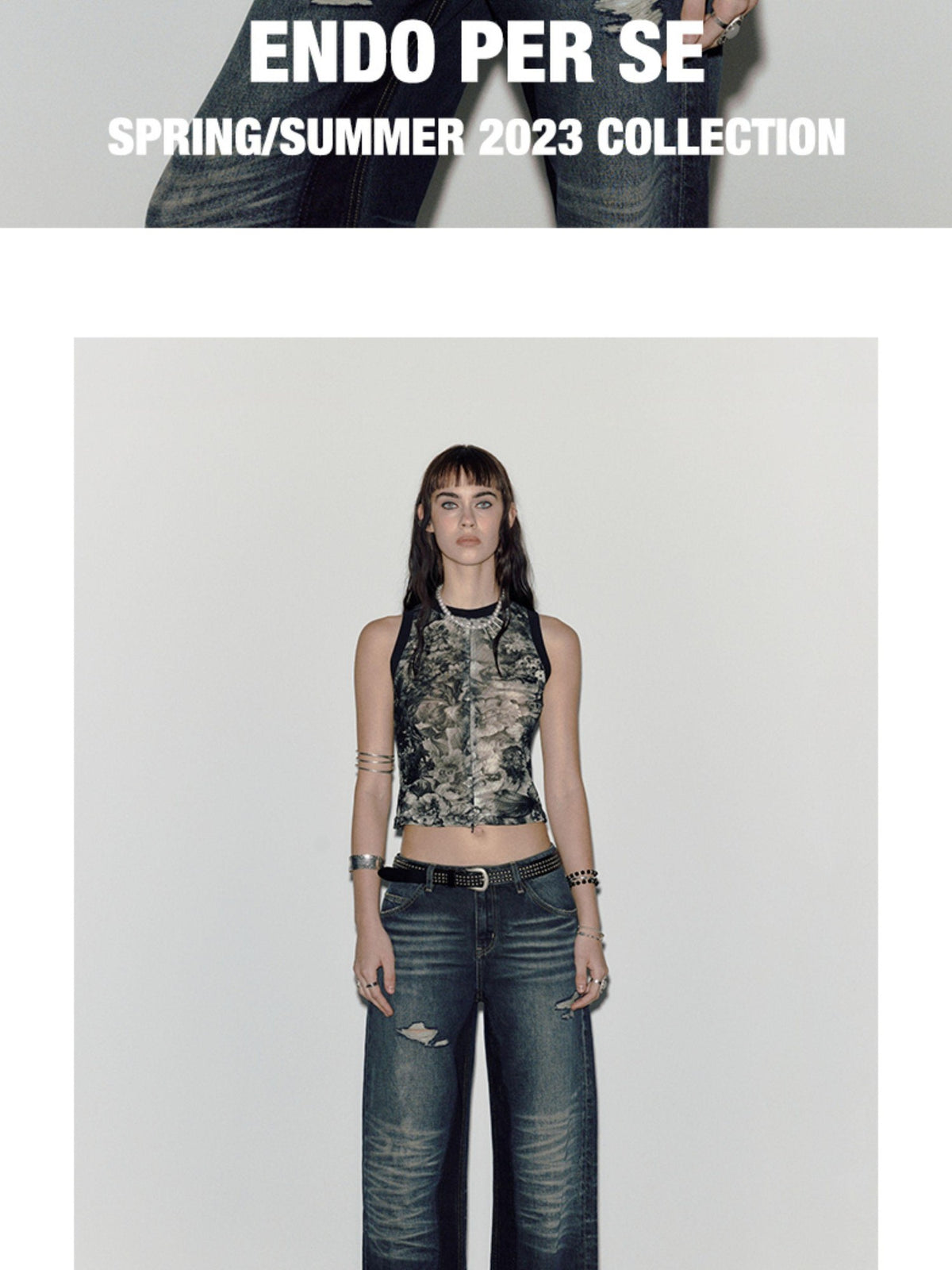 ENDO PER SE Punk Embroidered Print Open Back Lace Up Women's Polyester Tank Tops