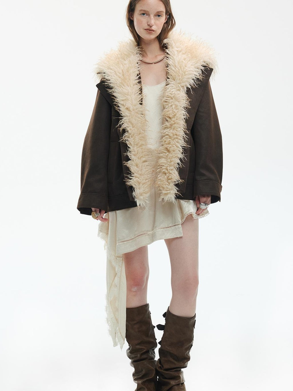 ENDO PER SE Punk Oversized Hooded Faux Fur Women's Casual Jackets