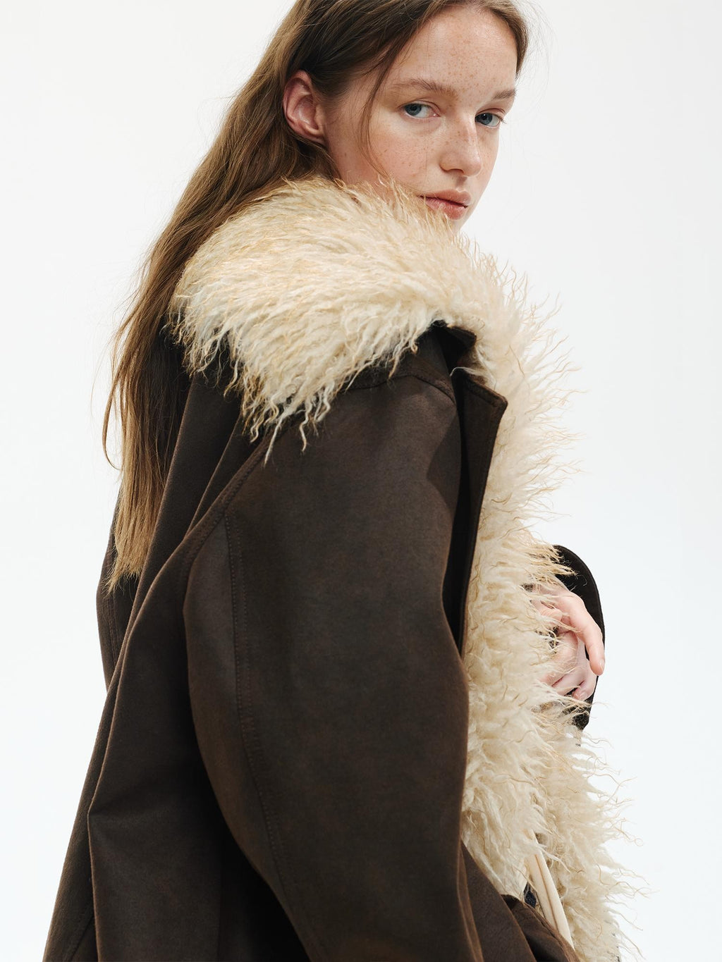 ENDO PER SE Punk Oversized Hooded Faux Fur Women's Casual Jackets