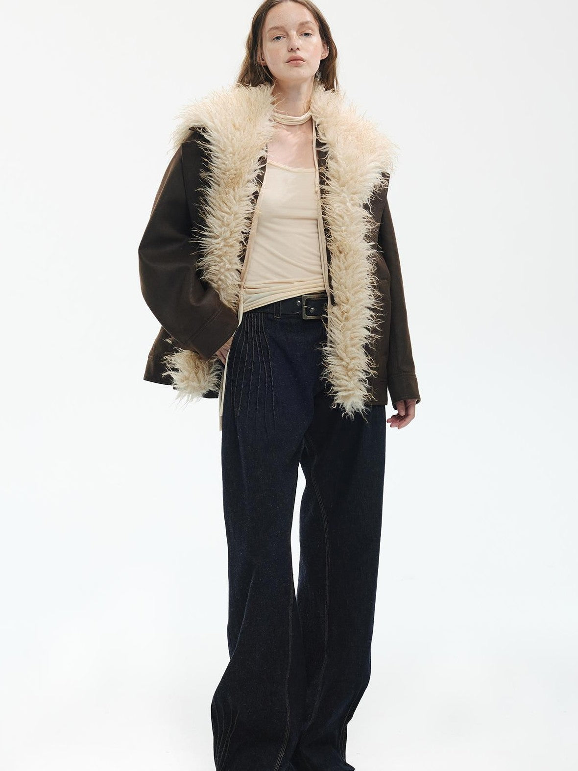 ENDO PER SE Punk Oversized Hooded Faux Fur Women's Casual Jackets