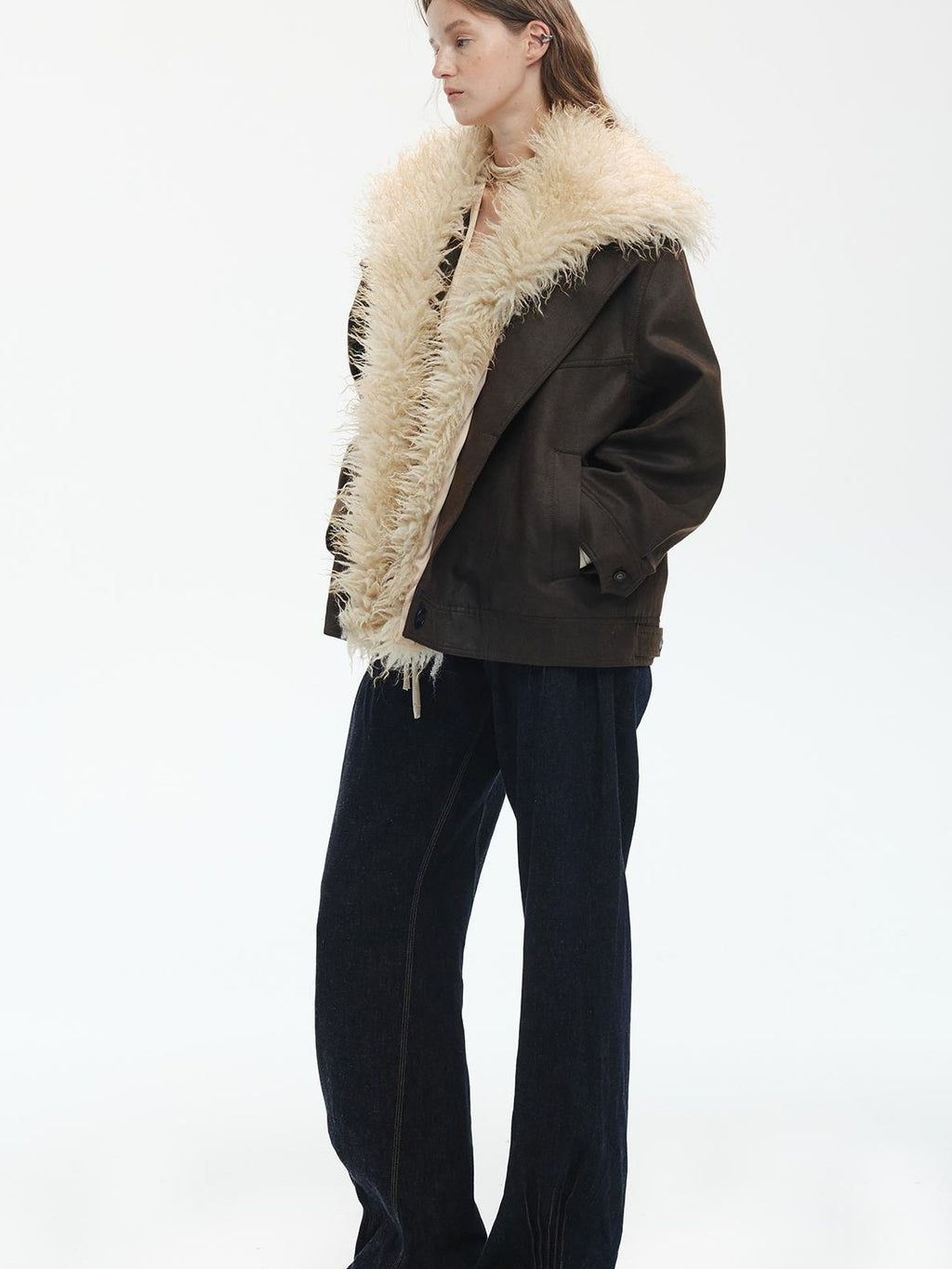 ENDO PER SE Punk Oversized Hooded Faux Fur Women's Casual Jackets
