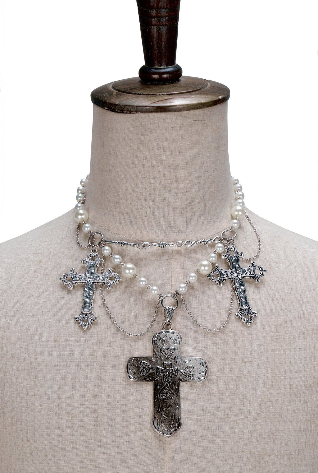 ENDO_PER_SE_Punk_Retro_Heavily_Embellished_Cross_Pearl_Women's_Mixed_Materials_Necklaces_760119630167_MISSTT