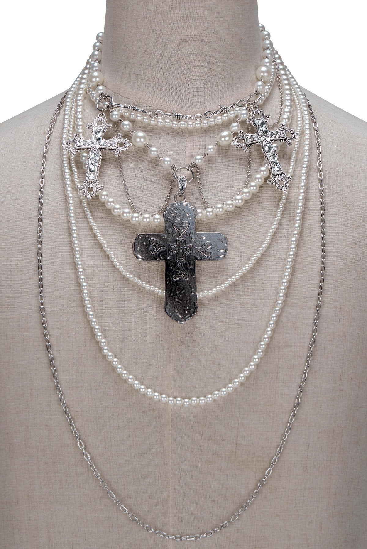 ENDO_PER_SE_Punk_Retro_Heavily_Embellished_Cross_Pearl_Women's_Mixed_Materials_Necklaces_760119630167_MISSTT